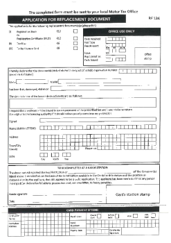 RF134 Application form to replace a vehicle document summary image
									