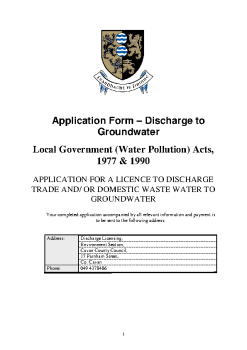 Groundwater - Discharge Licence Application Form summary image
									