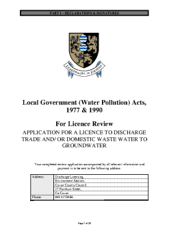 Groundwater - Discharge Licence Review Application Form summary image
									