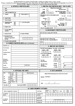 RF100 Motor Tax Application form summary image
									