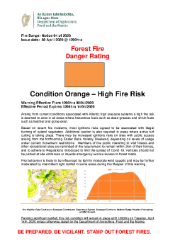 Fire Danger Notice 04 of 2020 - Condition Orange  summary image
									