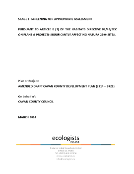 Screening AA Amended Draft Cavan CDP 2014 - 2020 MARCH 2014 summary image
									