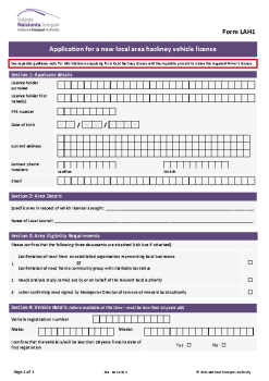 Application for a new Local Area Hackney License summary image
									