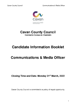 Communications & Media Officer Candidate Information Booklet summary image
									